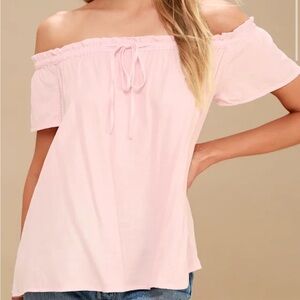 Lulu's Portrait Painter Blush Off-Shoulder Top
